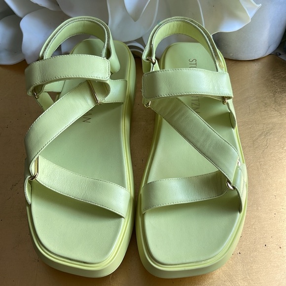 NWOT! Stuart Weitzman Moxie Sport Sandals in Citron Leather - Picture 1 of 15